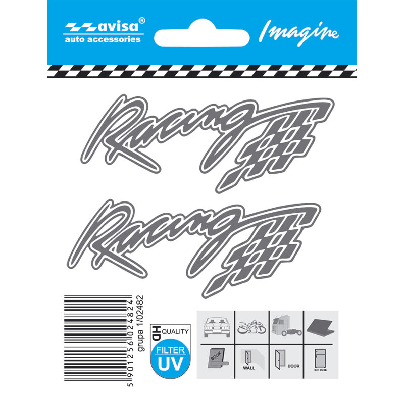 Avisa, Klistremerker, Racing, 2 stk, 8,2x3,3cm