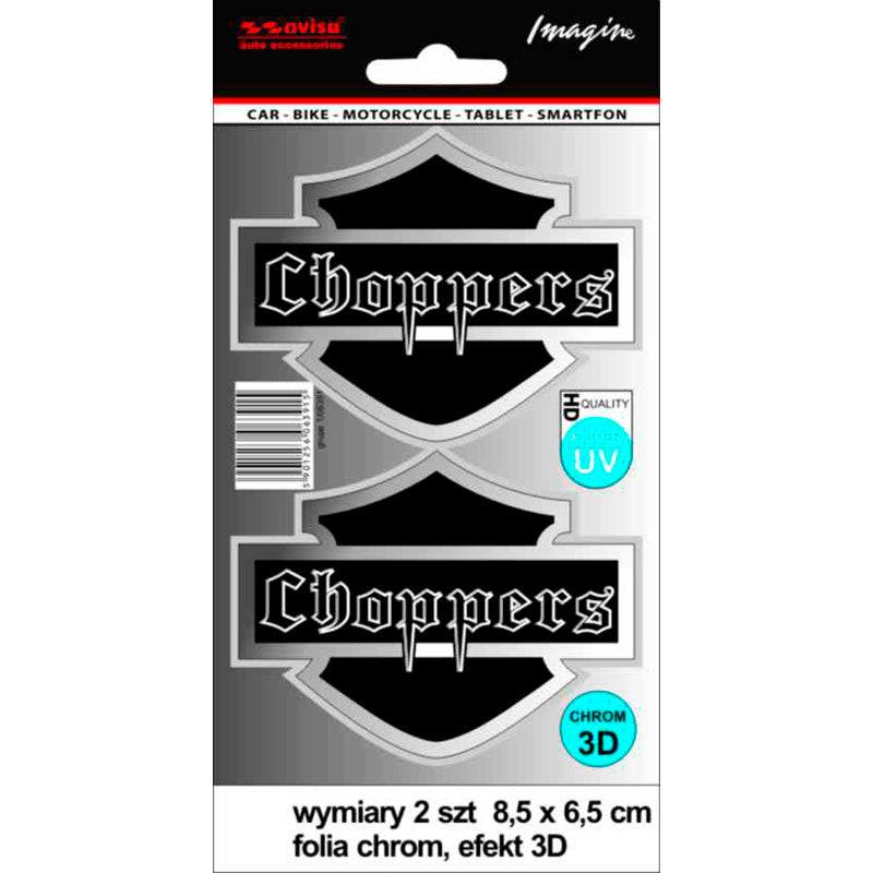 Avisa, Klistremerker, Choppers 3D Krom, 2 stk, 8,5 x 6,5cm
