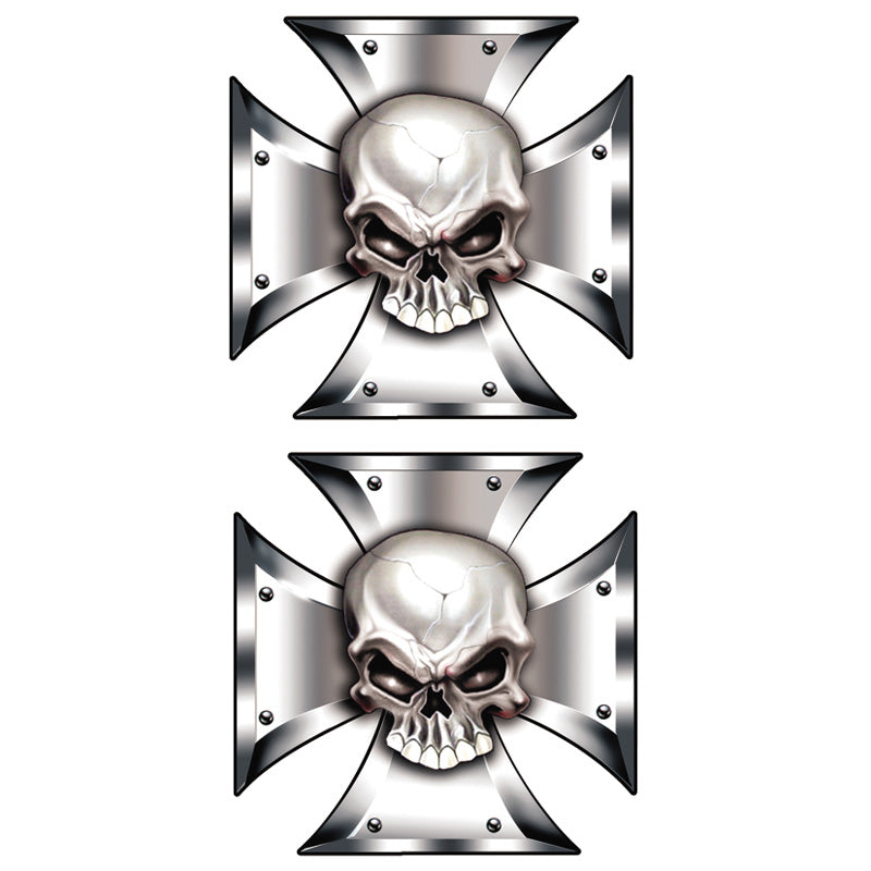 Avisa, Klistremerkesett, Hodeskalle i IronCross, 2 stk, 8x8 cm