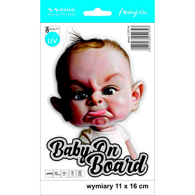 Avisa, Klistremerker, Baby On Board, 11x16cm
