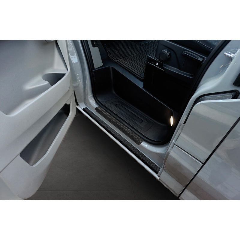 Avisa, Trinbeskyttere, Aluminium, Passer til Ford Transit Custom (V710) & Tourneo Custom (V710) 2023-, 'Rifflet plade' – 2 dele, Sort
