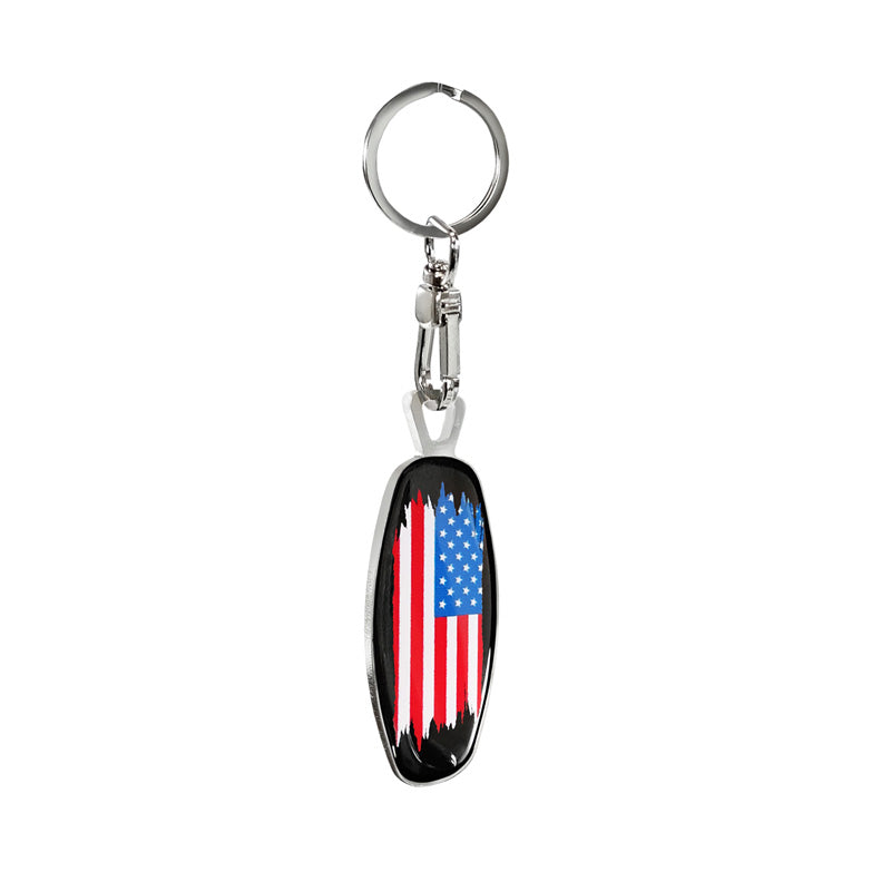 Avisa, Nøkkelring i rustfrit stål, Emblem/ Flagg USA+PL