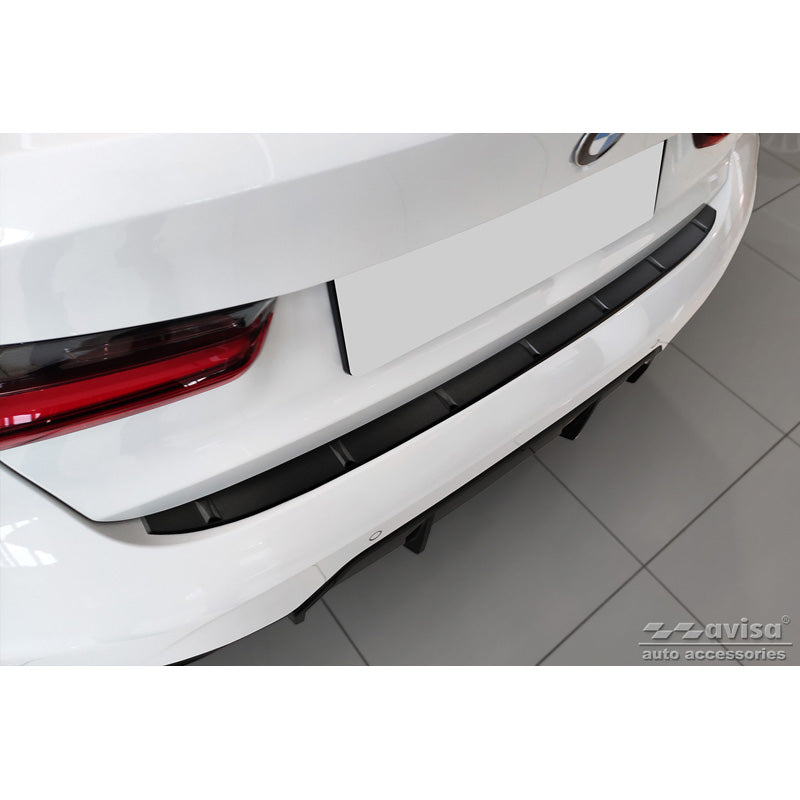 Avisa, Bagkofangerbeskytter, Mat Sort, Rustfritstål, passer til BMW 3-Series G20 Sedan M-Package 2019- 'Ribs'