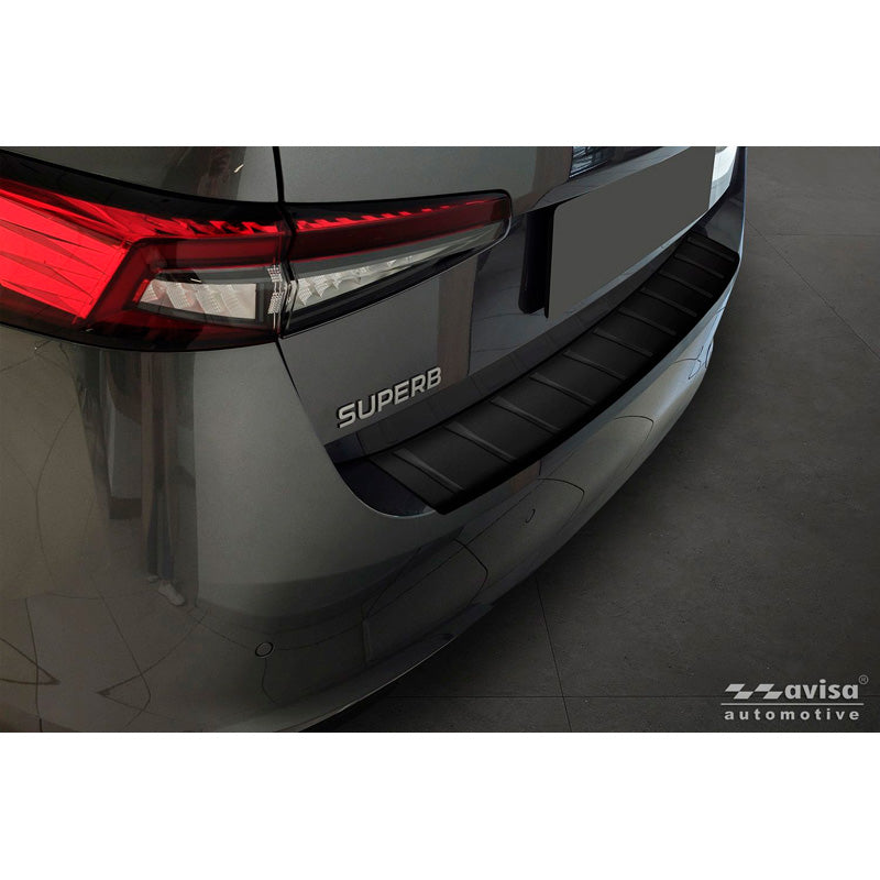 Avisa, Bagkofangerbeskytter, Mat sort rustfrit stål, passer til Skoda Superb IV Liftback (2024-)