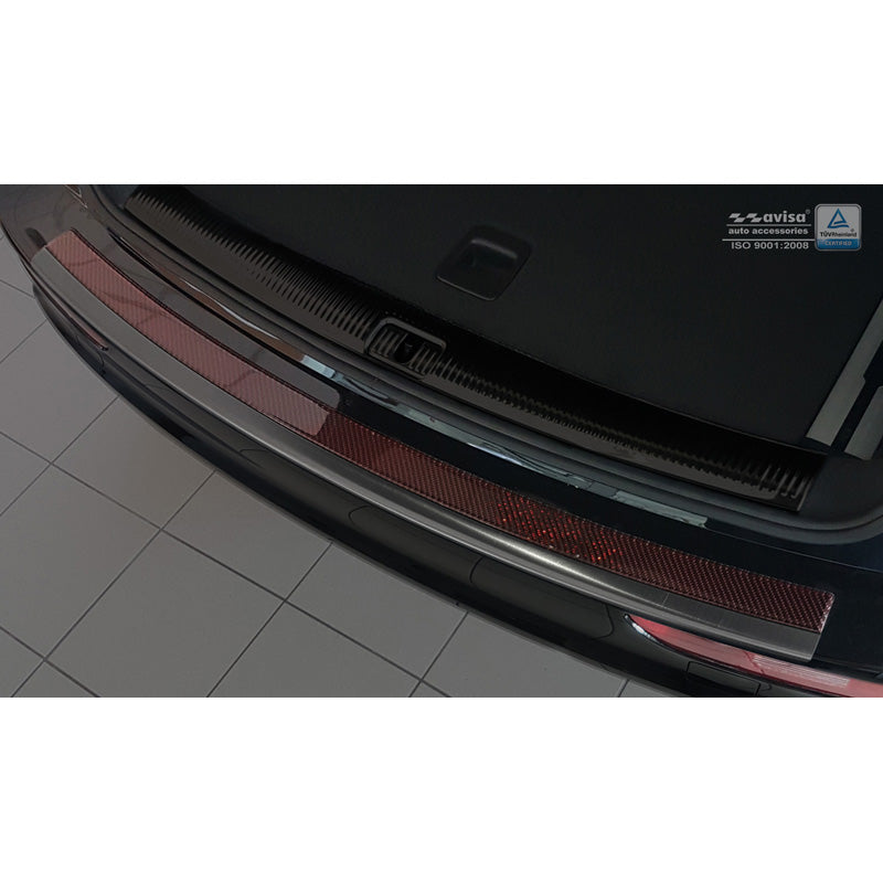 Avisa, Bagkofangerbeskytter, DeLuxe, Rustfritstål, passer til Audi Q5 2008-2016 Black/Red-Black Carbon
