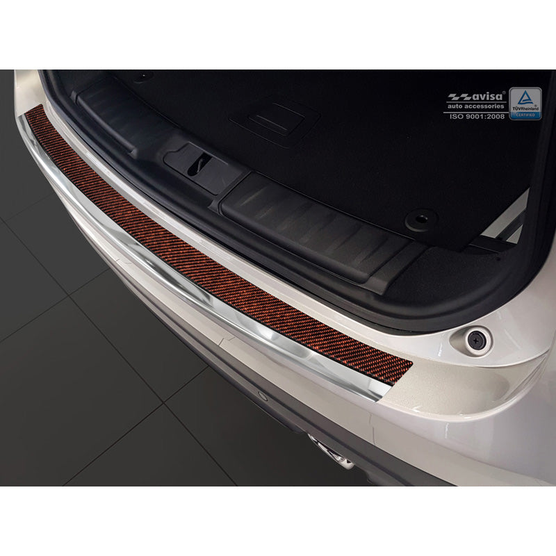 Avisa, Bagkofangerbeskytter, DeLuxe, Rustfritstål, passer til Jaguar F-Pace 2016-2020 & FL 2020- Chrom/Red-Black Carbon