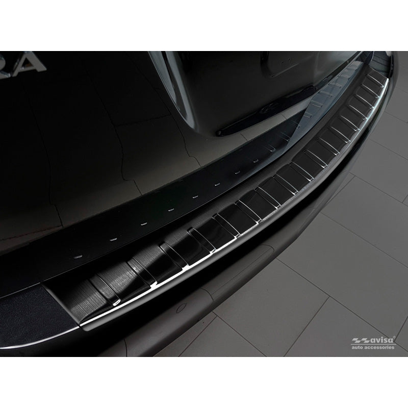 Avisa, Bagkofangerbeskytter, Sort, Rustfritstål, passer til Opel Zafira C Tourer 2012-2016 & Facelift 2016- 'Ribs'