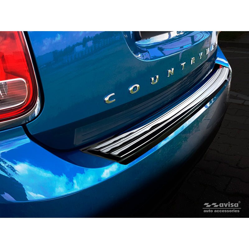 Avisa, Bagkofangerbeskytter, Blank Sort, Rustfritstål, passer til Mini Countryman F60 2016-2020 'flag/lines'