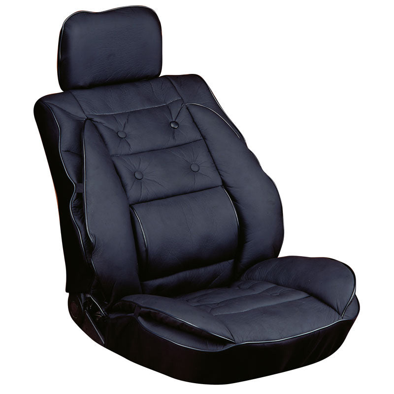 Carpoint, Setepute, Lumbarstøtte, Skinnlook - Sort, 1 stk, passer til Universal