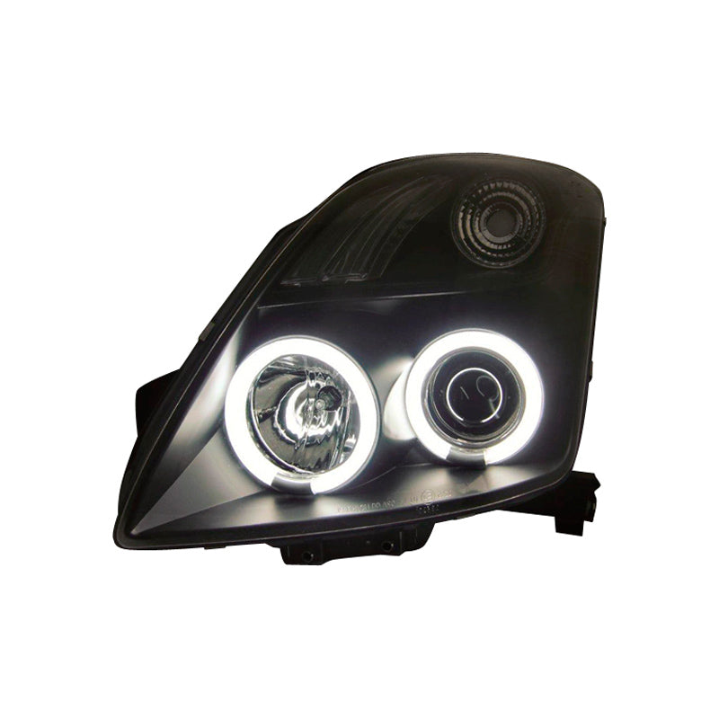 Forlygter, passer til Suzuki Swift II 2005-2010 - sort - incl. CCFL Halos