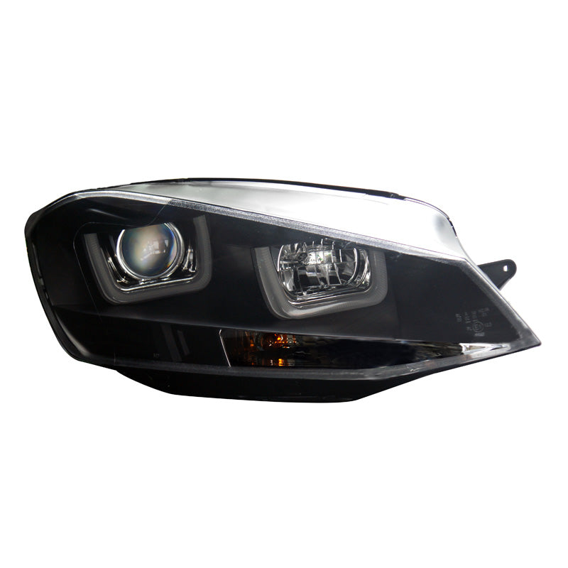 Forlygter, DRL 'Dual U' passer til Volkswagen Golf VII 2012-2017 - sort - inkl. justeringsmotor