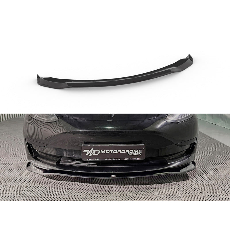 Motordrome, Frontspoiler, ABS Gloss Black, Passer til Tesla Model 3 (2017-2023)
