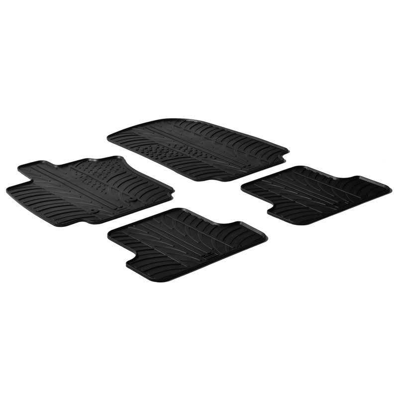 Gledring, Gummimåtter, passer til Renault Clio III 2005- (T profile 4-dele)