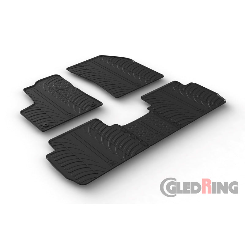 Gledring, Gummimåtter, passer til Peugeot 5008 5/2017- (T profile 5-dele + klips)