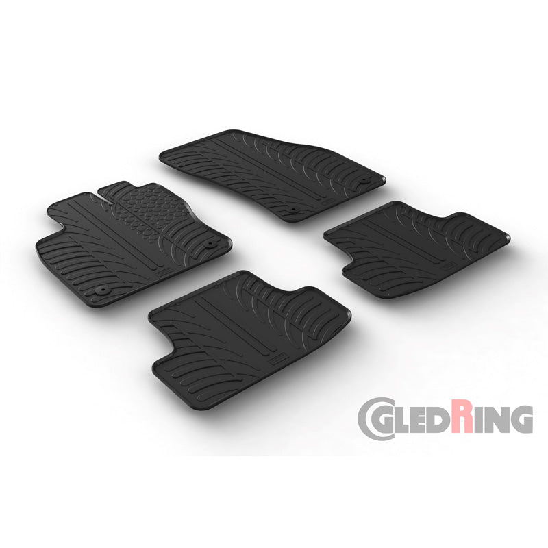Gledring, Gummimåtter, passer til Audi Q2 11/2016- (T profile 4-dele + klips)