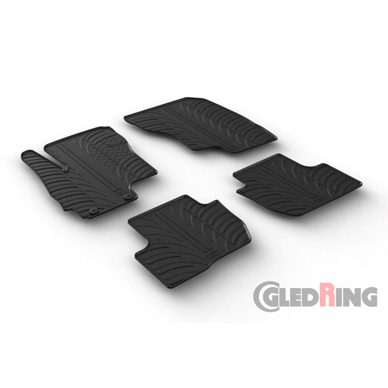 Gledring, Gummimåtter, passer til Mitsubishi Outlander 2012- incl. PHEV (T profile 4-dele + klips)
