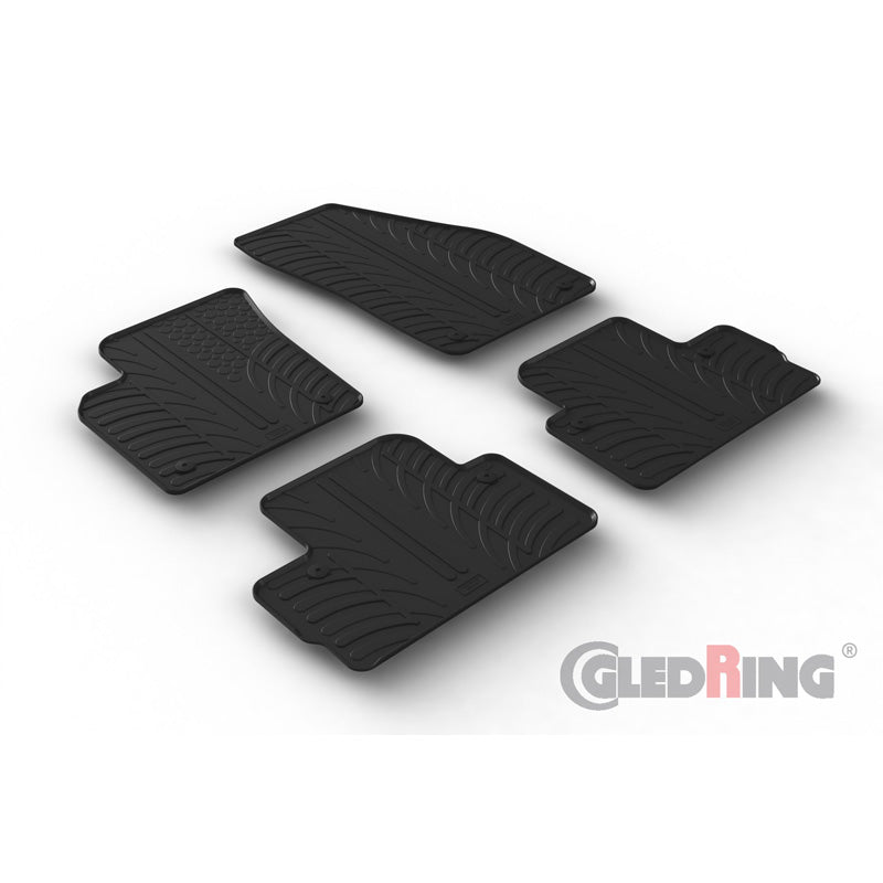 Gledring, Gummimåtter, passer til Volvo C30 2006-2013 (T profile 4-dele + klips)
