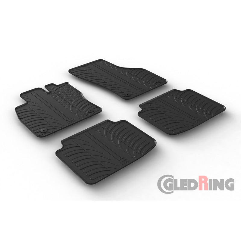 Gledring, Gummimåtter, passer til Skoda SuperB 3V 2015-2023 (T profile 4-dele + klips)