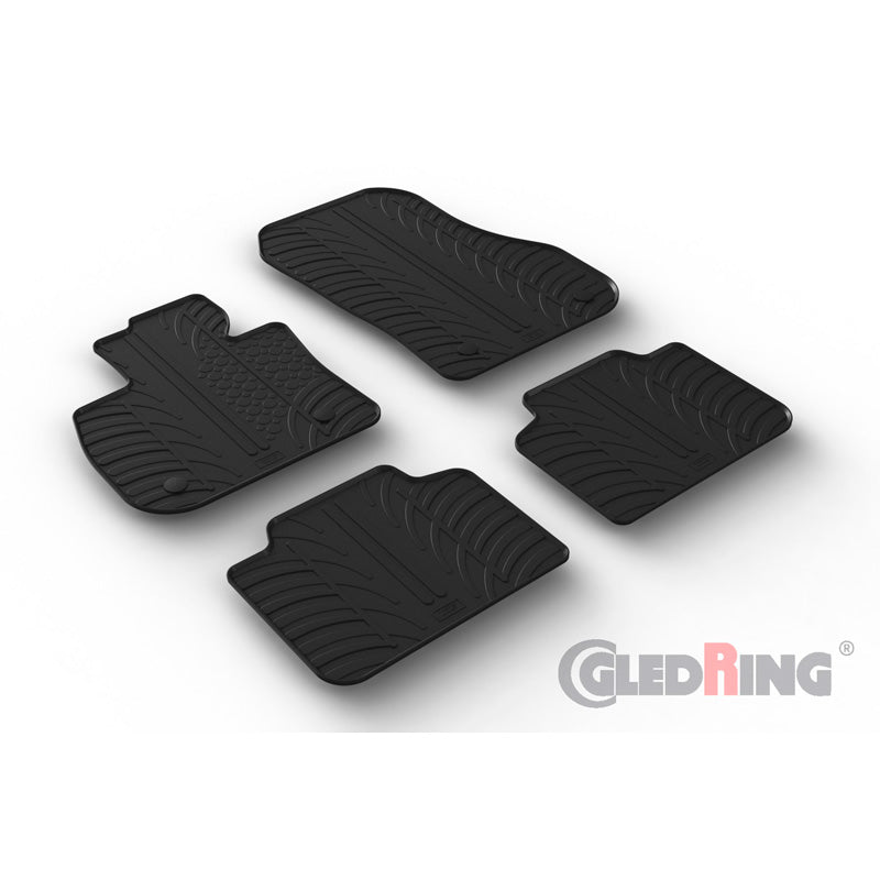 Gledring, Gummimåtter, passer til BMW X1 (U11) 2022- (T profile 4-dele + klips)