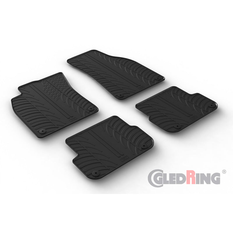 Gledring, Gummimåtter, passer til Audi A6 (4F) Avant 2005-2011 (T profile 4-dele + klips)