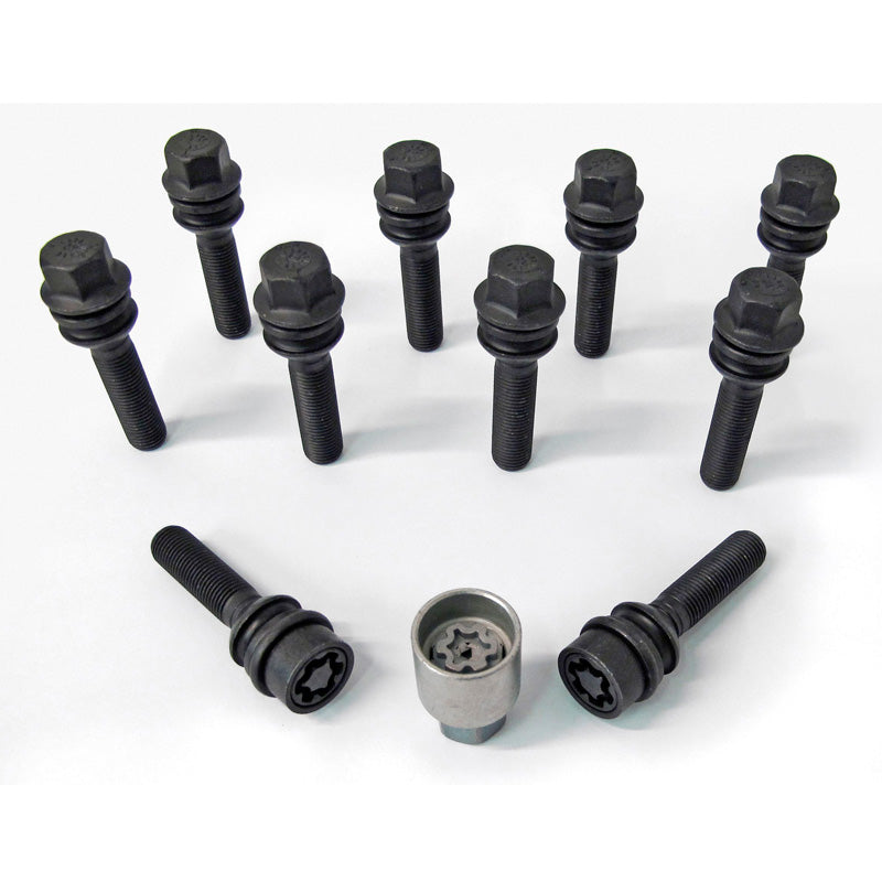 H&R, Wheel bolt Set Round-Head with movable cone R14 M14x1.50 - længde 59mm - Black - 10 pcs - incl. wheel-locks