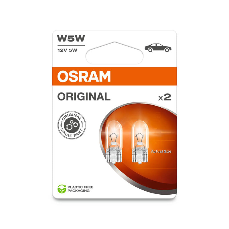 Osram, Halogenpærer, T10 - 12V/5W, sæt á 2 stk