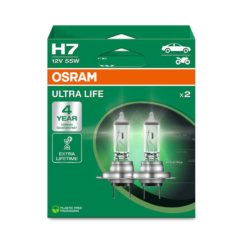 Osram, Ultra Life Halogenpærer - H7 - 12V/55W - Sæt af 2 stk.
