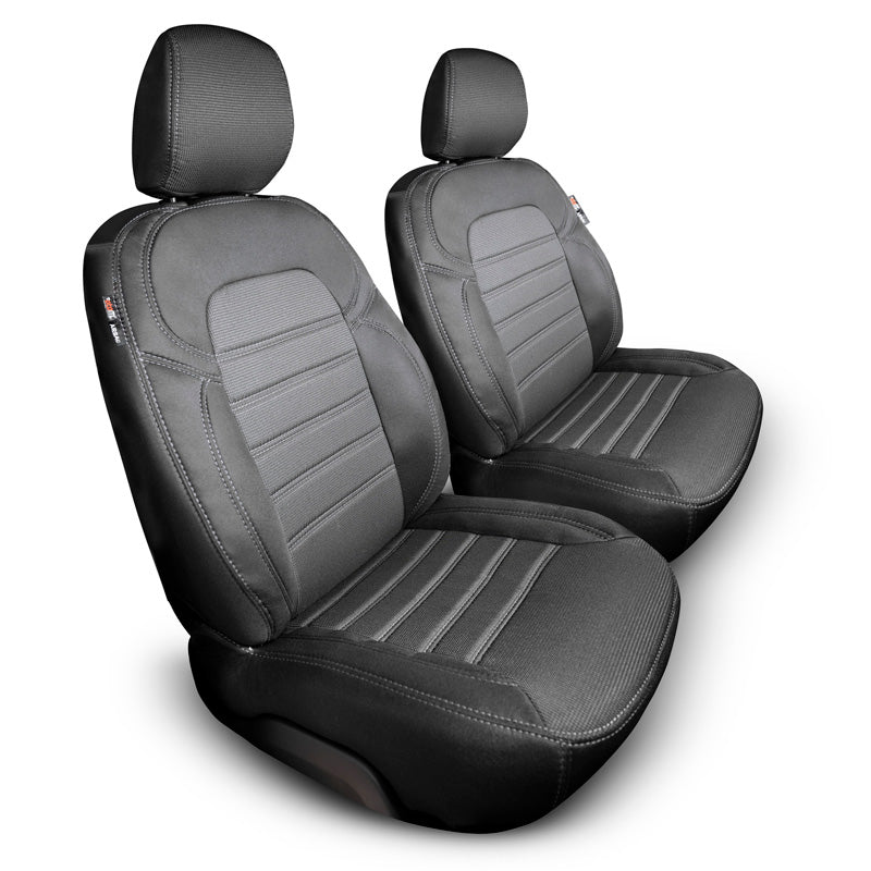 otoM, Original Design Sædebetræk 1+1 - Sort med Grå Syninger - Til Volkswagen Caddy IV Box 2015-2020