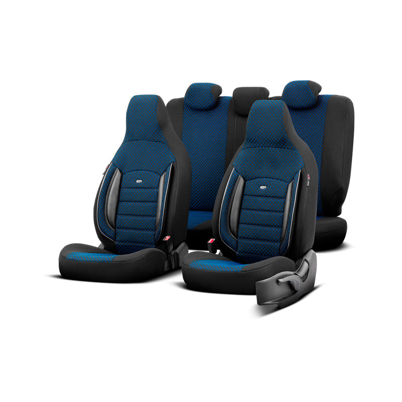 otoM, Universal Sædecover Sæt 'CityBug' Sport Plus - Sort/Blå - 9 dele - Side-Airbag Kompatibel