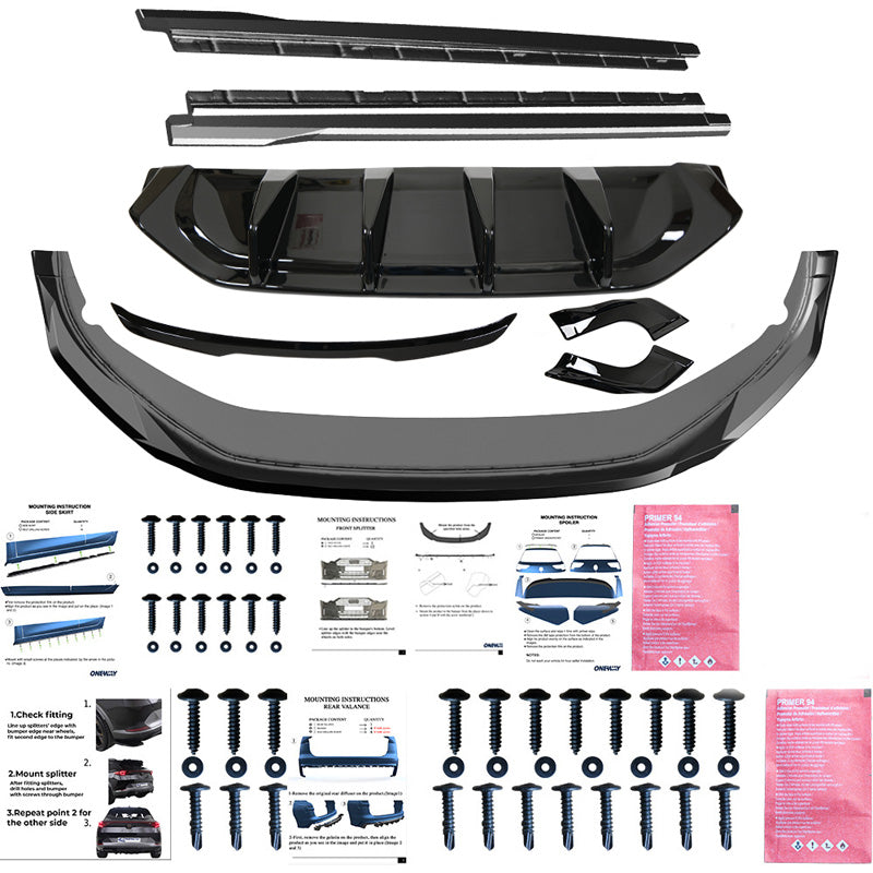 OneWay, Komplet bodykit, Blank sort, passer til Volkswagen Tayron (R41) R-Line (2024-)