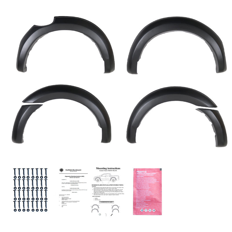 OneWay, Fender Flares sæt, Mat Sort, Passer til Ford Ranger T6/T7/T8 (2012-2022) – 6 dele