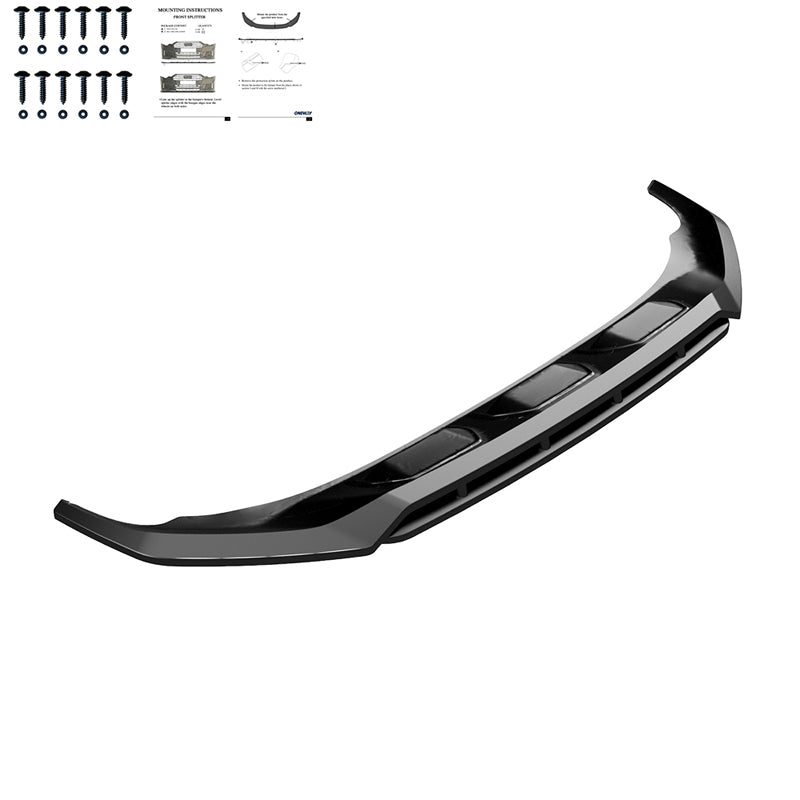 OneWay, Frontspoiler, Glanssort, Passer til Audi Q7 S-Line MK2 Facelift 2019-, ABS plast