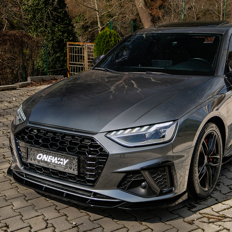 OneWay, Frontspoiler, Blank sort, passer til Audi A4 (B9) Sedan/Avant S4/S-Line Facelift (2019-2024)