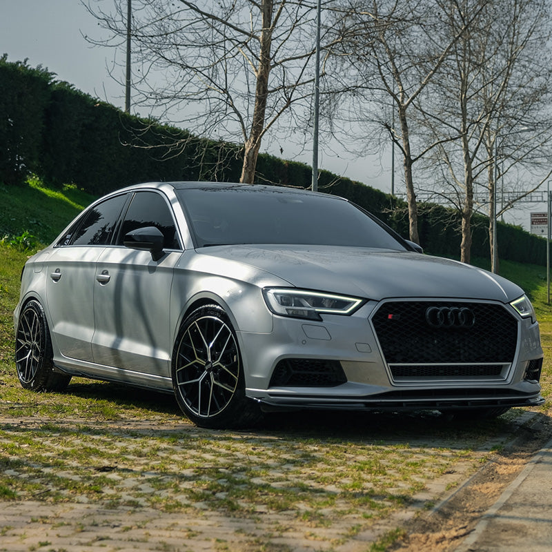 OneWay, Frontspoiler, Glossy sort, Passer til Audi A3 (8V) Sedan Facelift 2016-2020