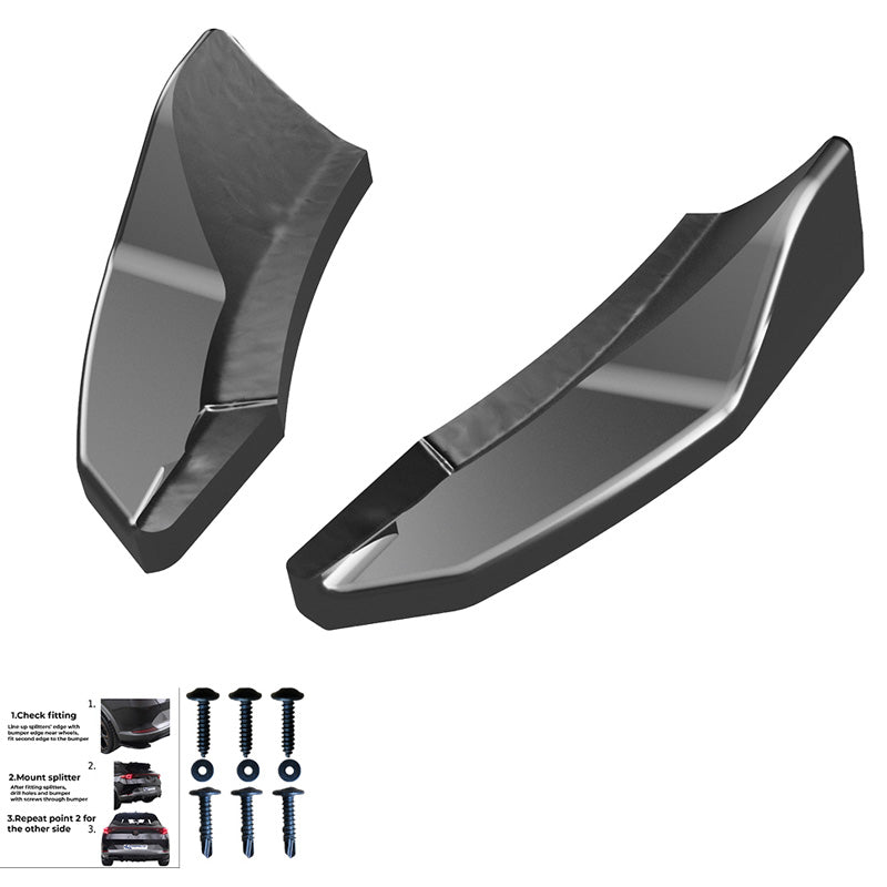 OneWay, Bagkofanger splittere, Glossy sort, Passer til Ford Fiesta ST MK8 2017-, 'Sporty Design'