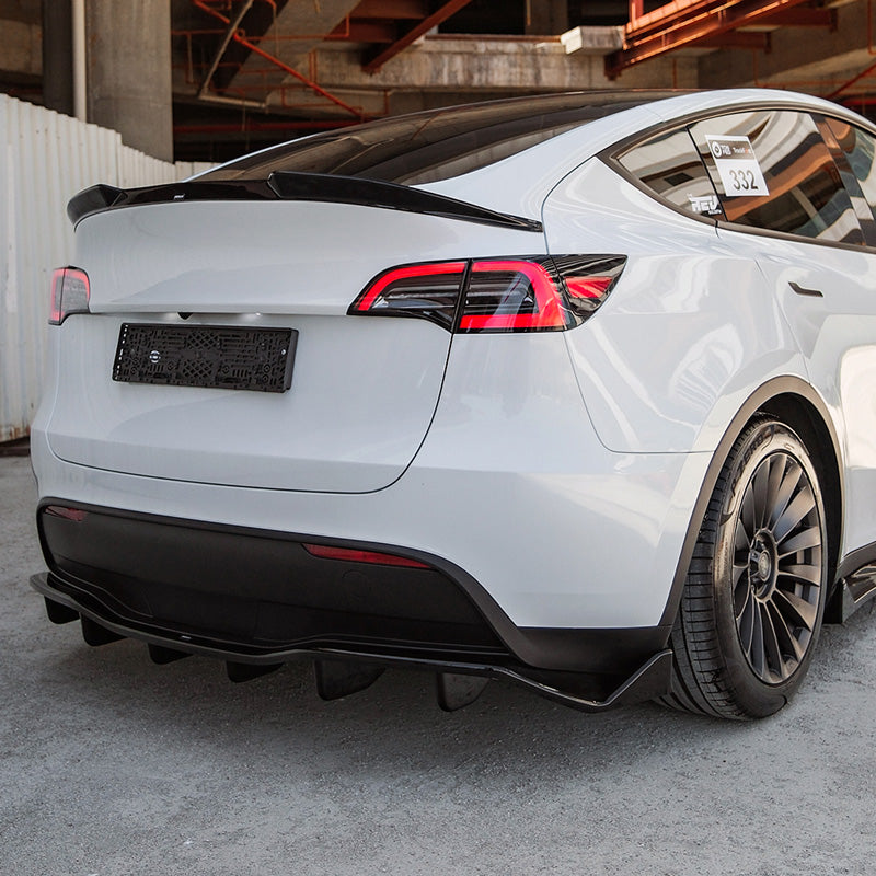 OneWay, Underlæbe, bag, Blank sort, passer til Tesla Model Y (2019-2025)