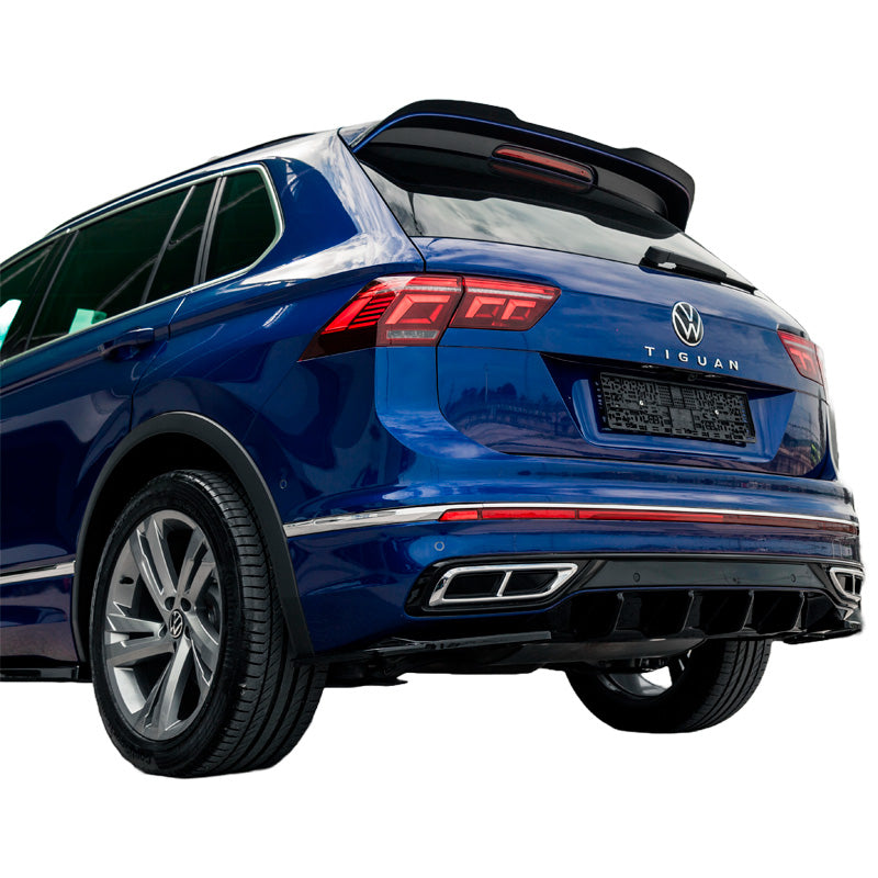 OneWay, Bagkofanger diffusor, Glossy sort, Passer til Volkswagen Tiguan II R-Line Facelift (2020-2024)