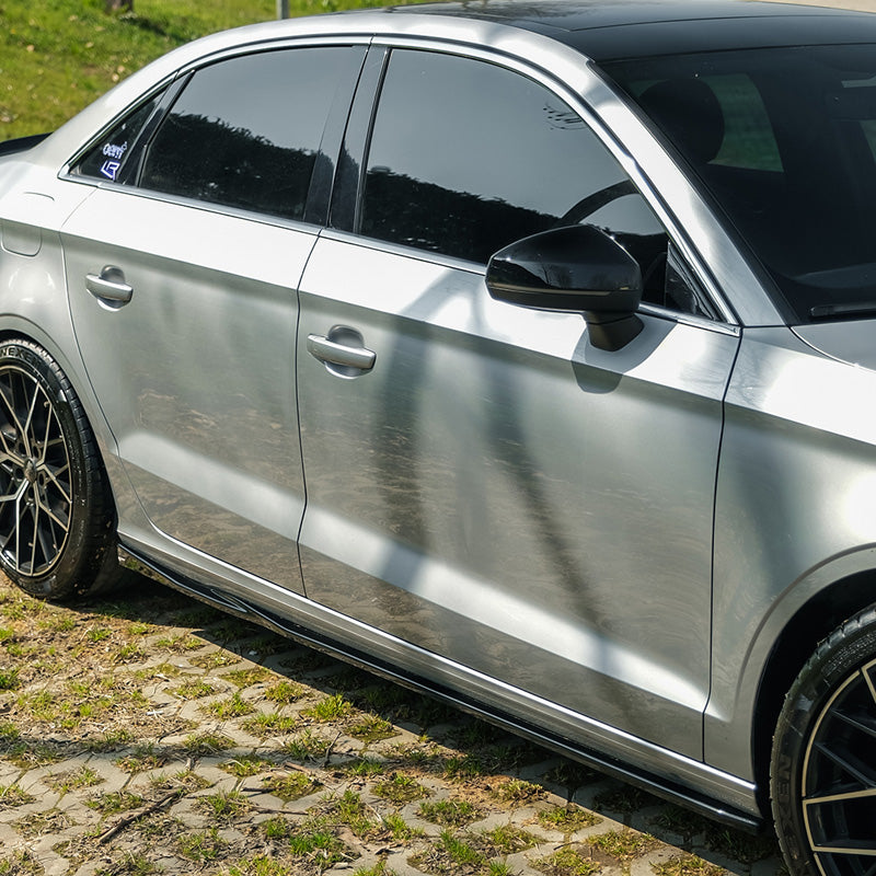 OneWay, Sideskørter, Glossy Sort, Passer til Audi A3 (8V) Sedan Facelift 2016-2020