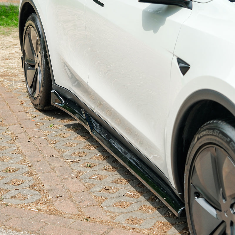 OneWay, Sideskørte, Blank sort, 2-delt sæt, passer til Tesla Model Y 'Juniper' FL (2025-)