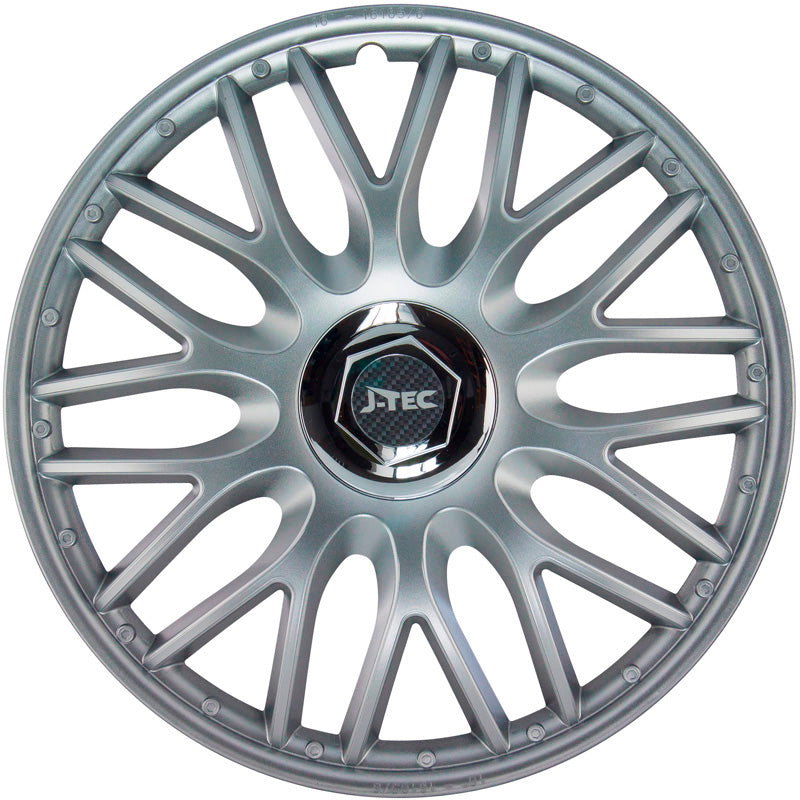 J-Tec, Hjulkapsler, 4stk, Orden R 16-tommer silver + chrome ring