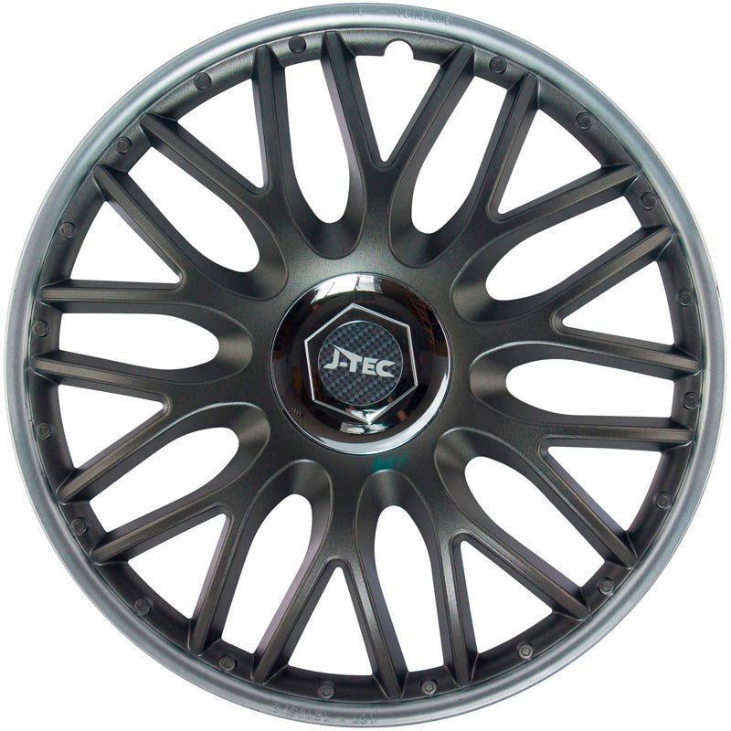 J-Tec, Hjulkapsler, 4stk, Orden SR 16-tommer grey/silver + chrome ring