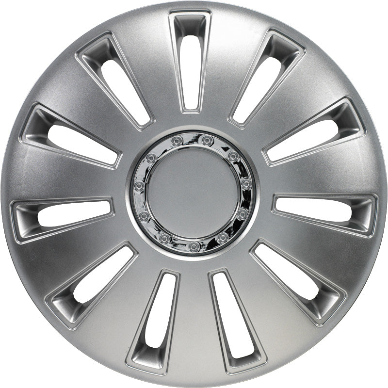AutoStyle, Hjulkapsler, 4stk, Silverstone Pro 15-tommer silver + chrome ring