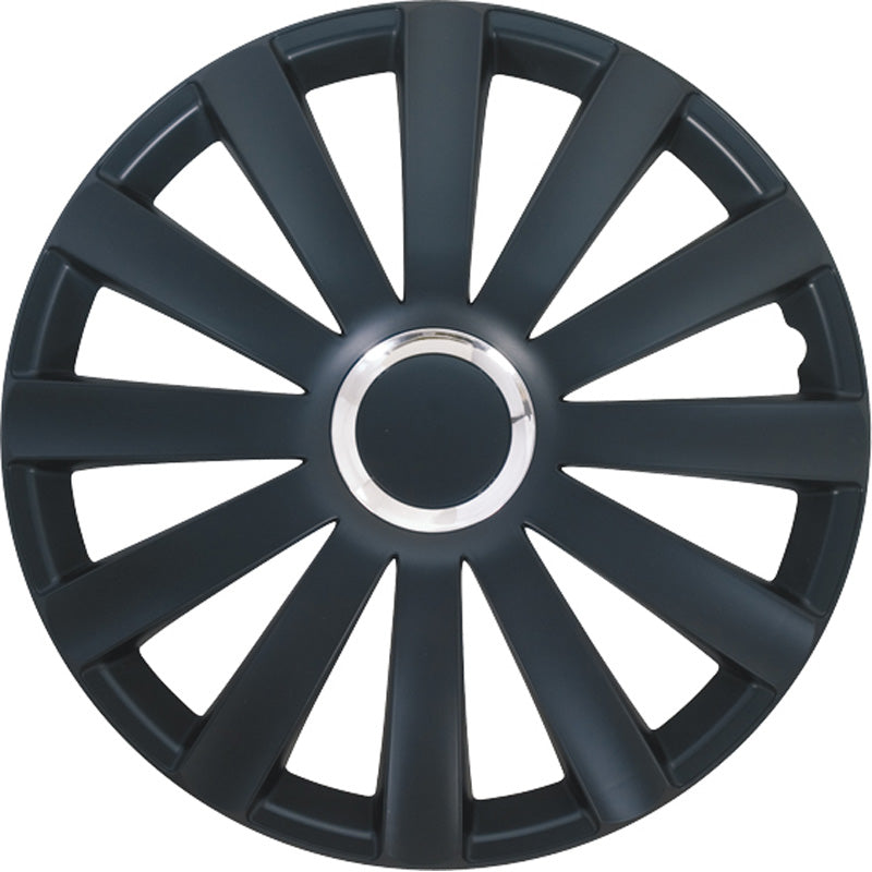 AutoStyle, Hjulkapsler, 4stk, Spyder 15-tommer black + chrome ring