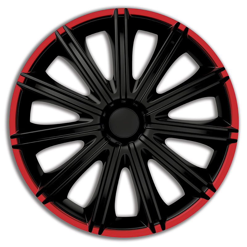 AutoStyle, Hjulkapsler, 4stk, Nero R 14-tommer black/red