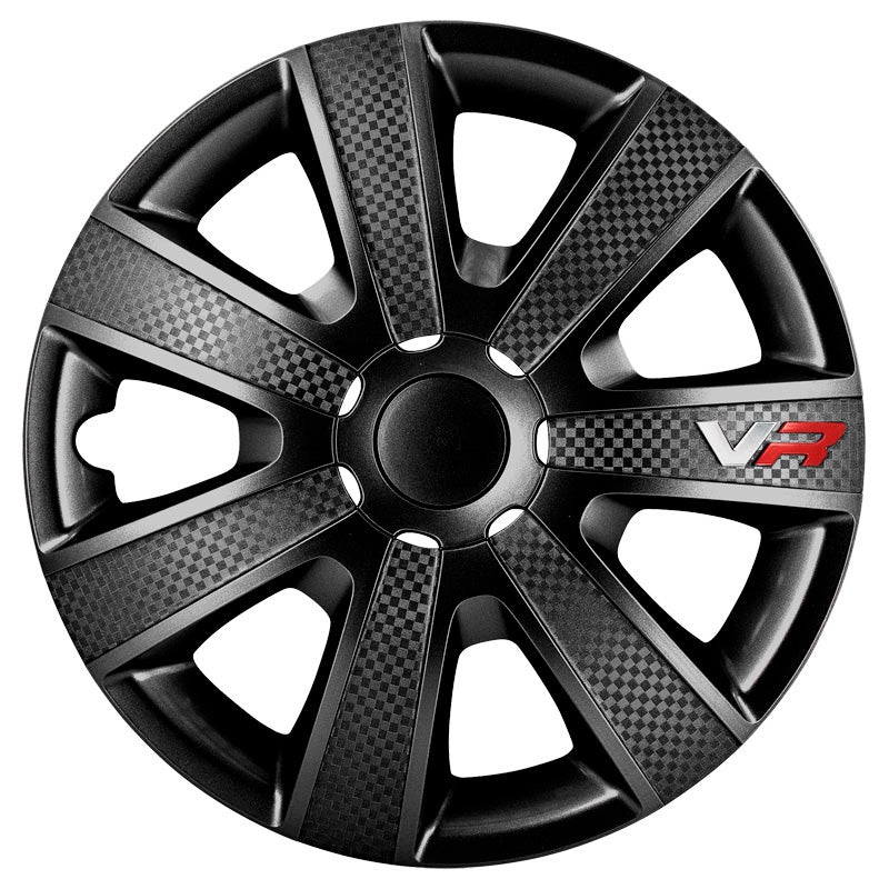 AutoStyle, Hjulkapsler, 4stk, VR 14-tommer black/carbon-look/logo