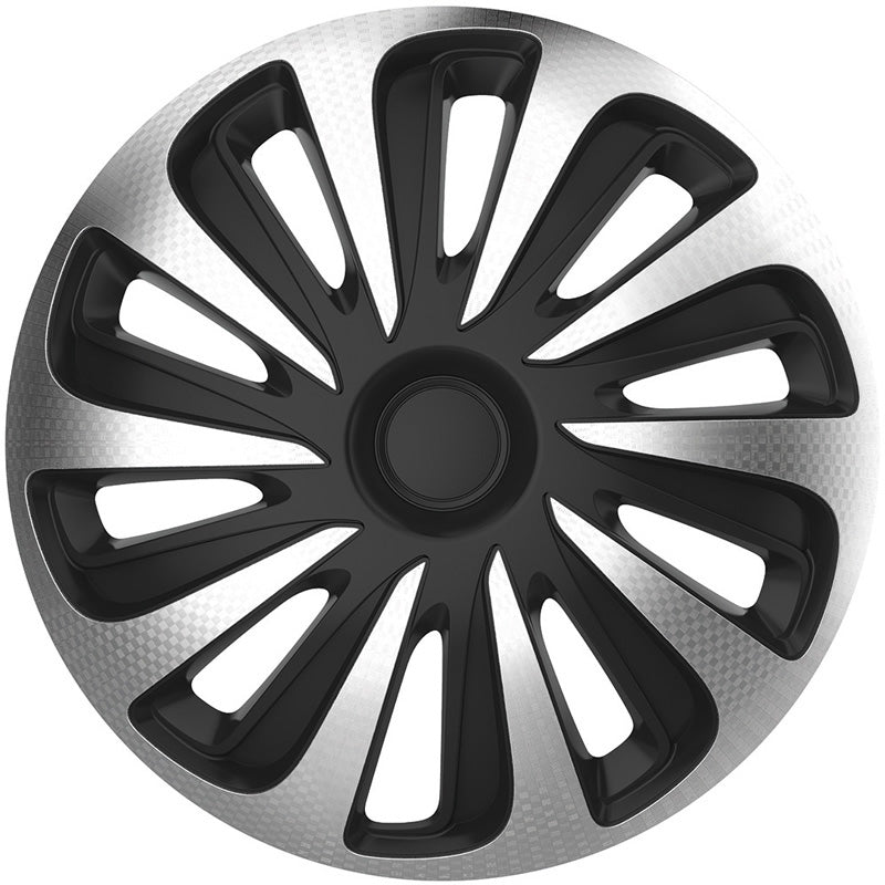 AutoStyle, Hjulkapsler, 4stk, Caliber 15-tommer silver/black carbon-look