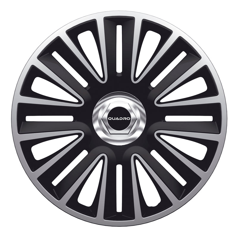 AutoStyle, Hjulkapsler, 4stk, Quadro Pro 15-tommer silver/black + chrome ring