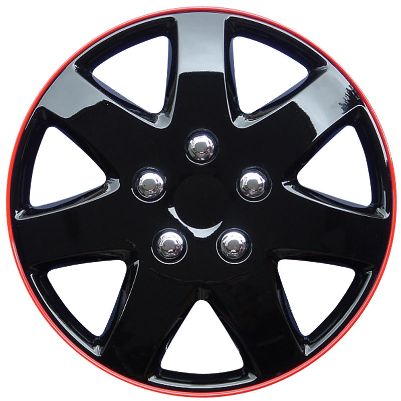 AutoStyle, Hjulkapsler, 4stk, Michigan 14-tommer black/red rim