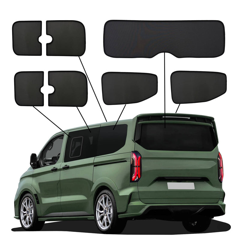 SunClip, Solgardin & Solbeskyttelse, passer til Volkswagen T7 Caravelle (L1) (2024-) & Ford Tourneo Custom (L1) (2023-) med pop-up vinduer