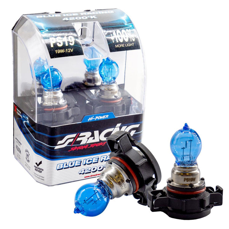 Simoni Racing, Halogenpærer 'Blue Ice Racing' H16 (PS19W) - 4200K - 12V/19W - Sæt af 2 stk. ECE-R37 E-Mærket